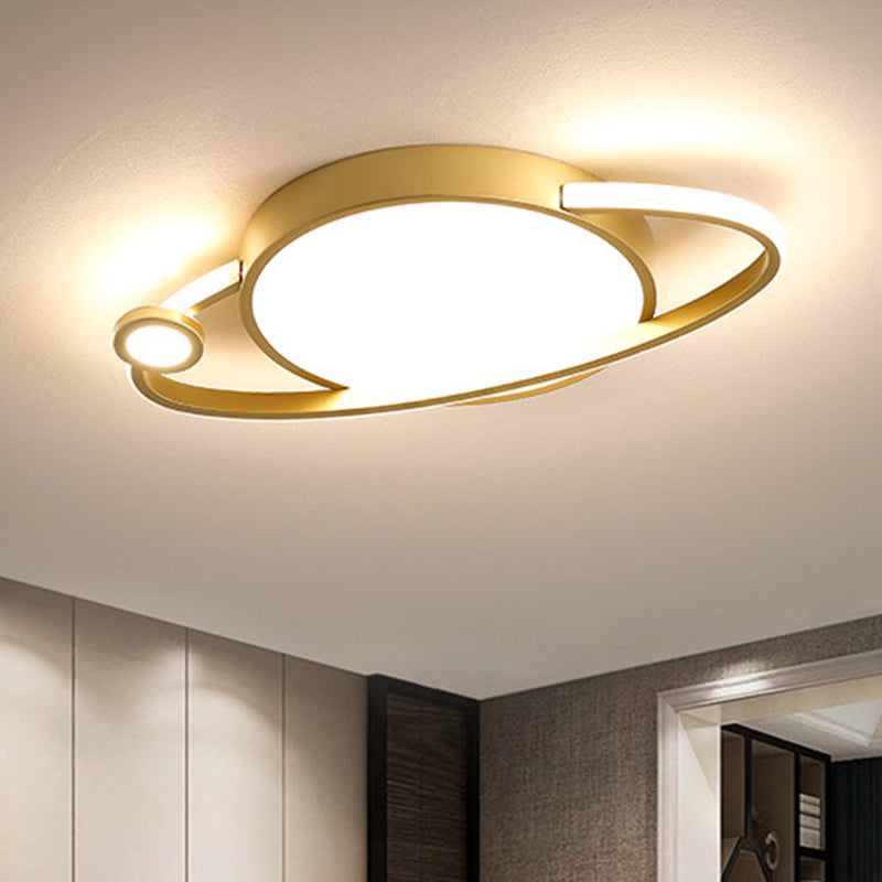 12’/16’ Nordic Style Led Gold Flush Mount Ceiling Light With Acrylic Diffuser Warm/White