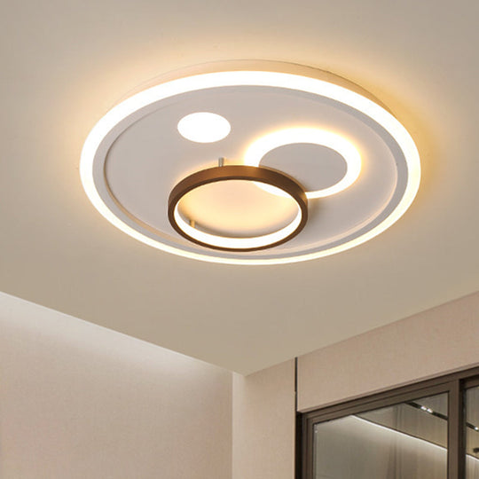 Nordic Style Round Ceiling Flush Lamp With Integrated Led White And Diffuser -
