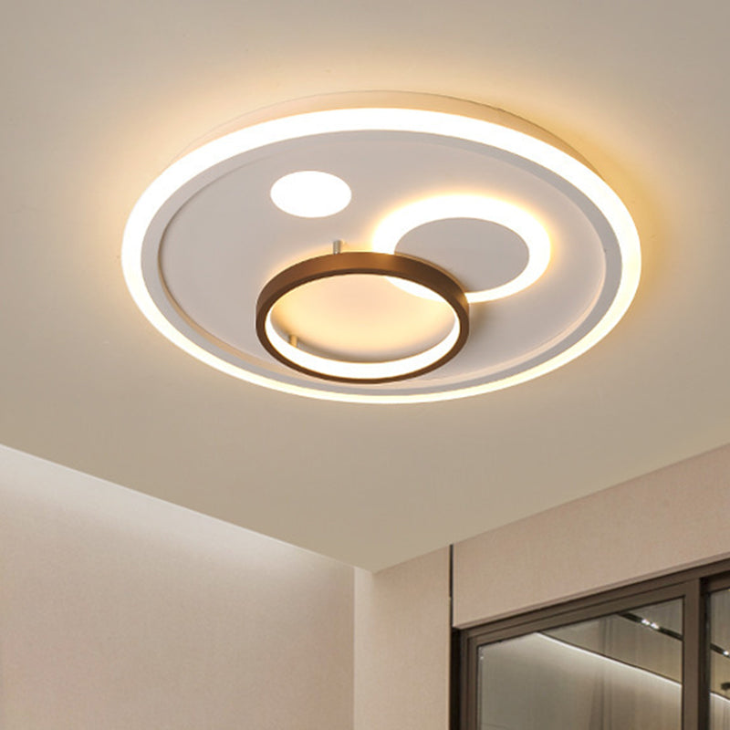 Nordic Style Round Ceiling Flush Lamp With Integrated Led White And Diffuser - 16.5/20.5/24.5 Wide