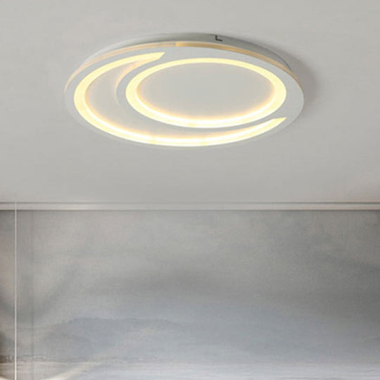 Modern White Ripple Flushmount Led Light Simple Metal Design 16’/19.5’/23.5’ Wide
