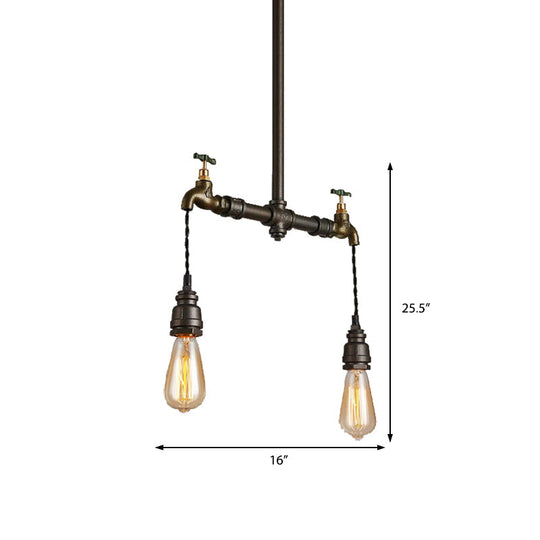 Vintage Black Chandelier Pendant Light With Exposed Bulbs - 2/4/6 Lights