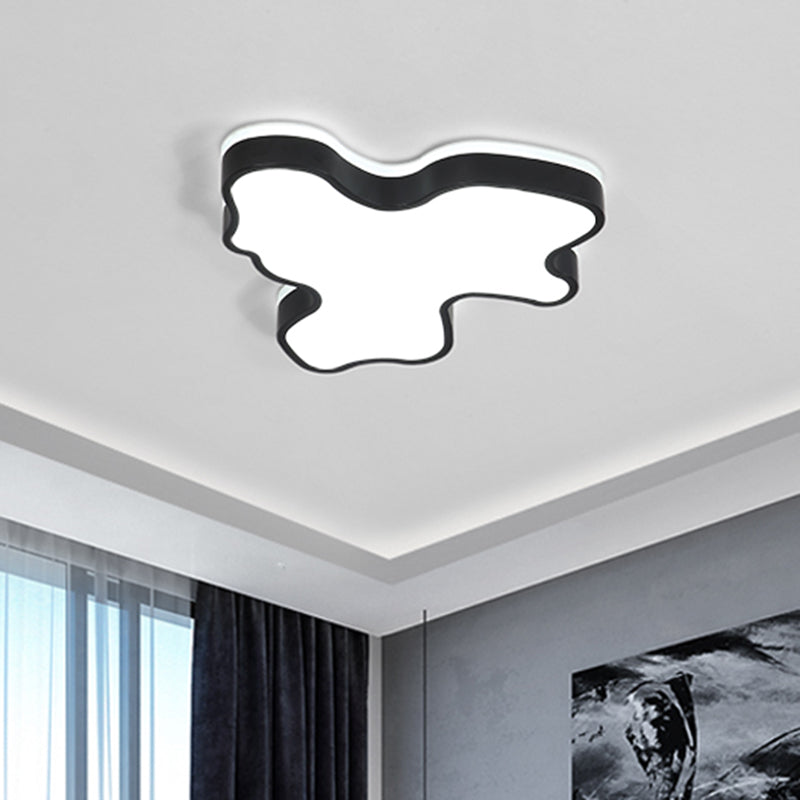 Abstract Flush Light - 16/19.5/23.5 Width Black/White Shade Led Contemporary Mount In Warm/White