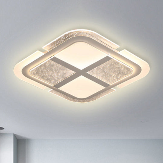 Square Led Ceiling Light With Mosaic Acrylic Design In Warm/White 16’ - 23.5’ Widths