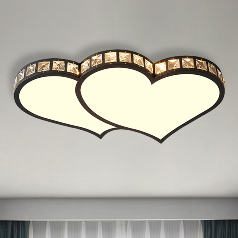 Modern Flushmount Ceiling Light With Crystal Accents And Frosted Diffuser - Black/Gold Led 3 Color