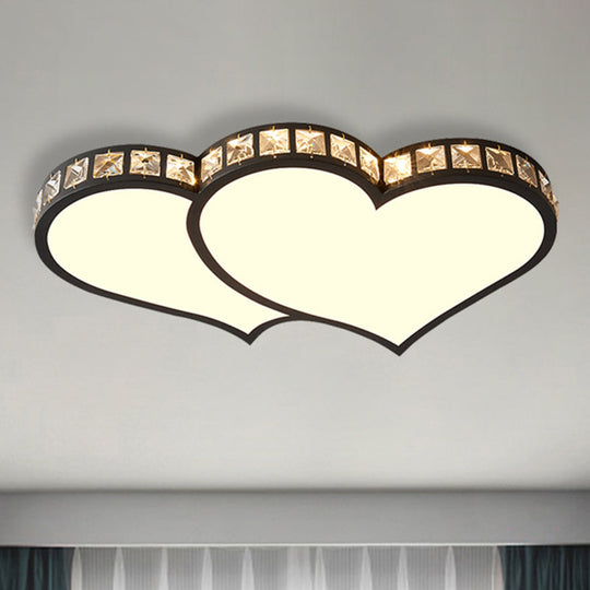 Modern Flushmount Ceiling Light With Crystal Accents And Frosted Diffuser - Black/Gold Led 3 Color