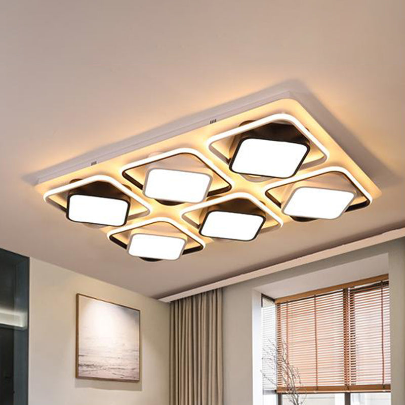 Modern Black & White Cube Led Flushmount Ceiling Light In 27.5’/41’ Sizes