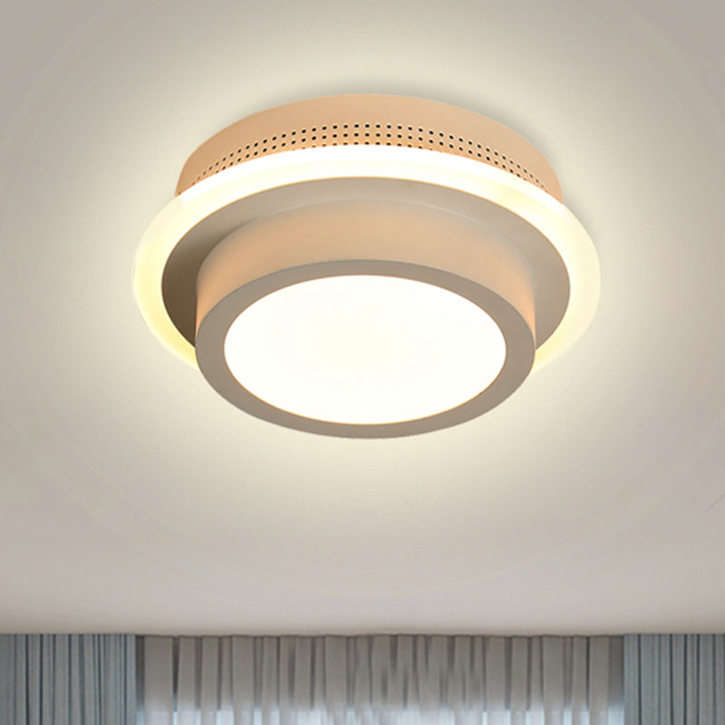 Modern Led Flush Ceiling Lamp In Black/White - Round Square Or Triangle Acrylic Design For Corridor