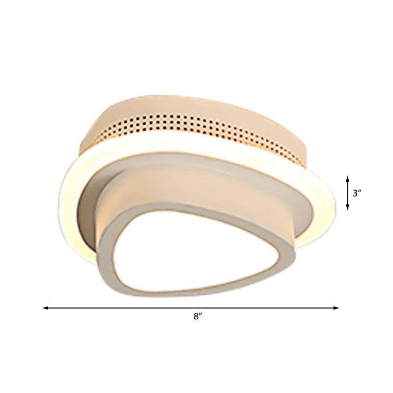 Modern Led Flush Ceiling Lamp In Black/White - Round Square Or Triangle Acrylic Design For Corridor