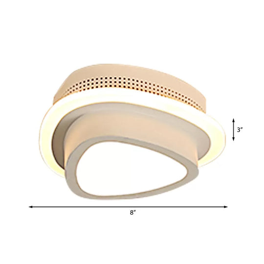 Modern Led Flush Ceiling Lamp In Black/White - Round Square Or Triangle Acrylic Design For Corridor