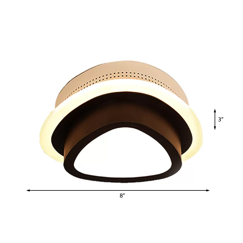 Modern Led Flush Ceiling Lamp In Black/White - Round Square Or Triangle Acrylic Design For Corridor