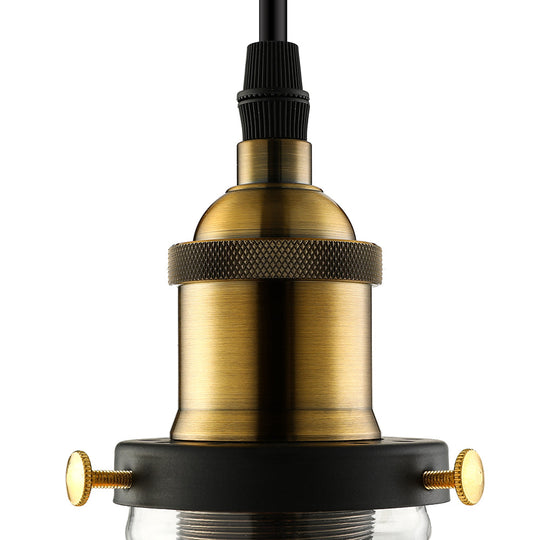 Wide Cone Pendant Light - Industrial Grey/Brown/Clear Glass Hang Lamp 5.5’/7’ Bronze