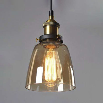 Wide Cone Pendant Light - Industrial Grey/Brown/Clear Glass Hang Lamp 5.5’/7’ Bronze Brown / 5.5’