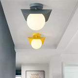 Macaron Loft Flush Mount Light: Orb Shade Frosted Glass 1-Bulb Ceiling Fixture For Hallway