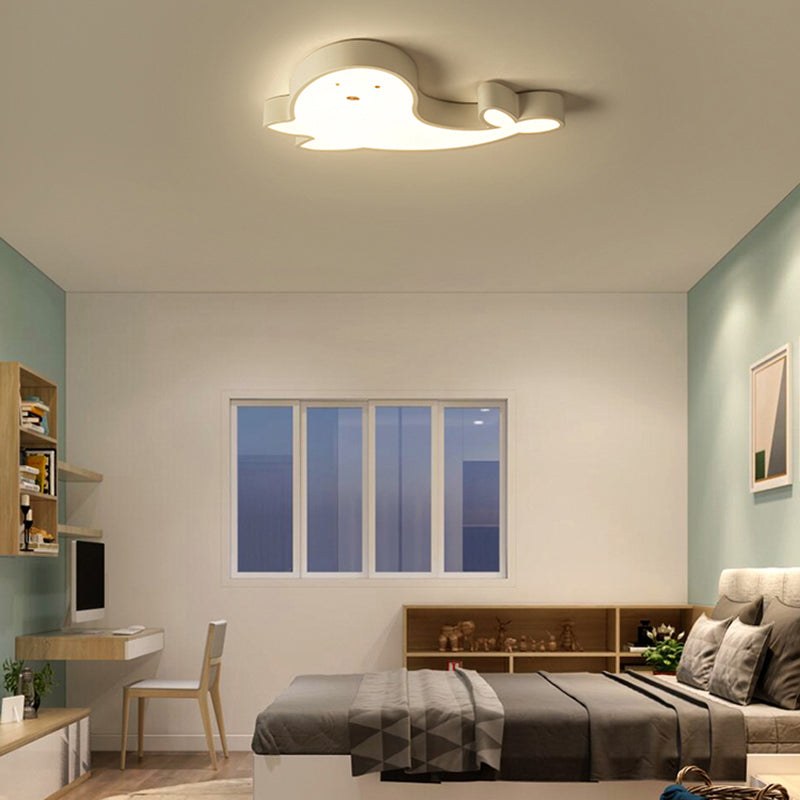 Whimsical Dolphin Led Ceiling Light In White Perfect For Baby Room Décor! / Warm