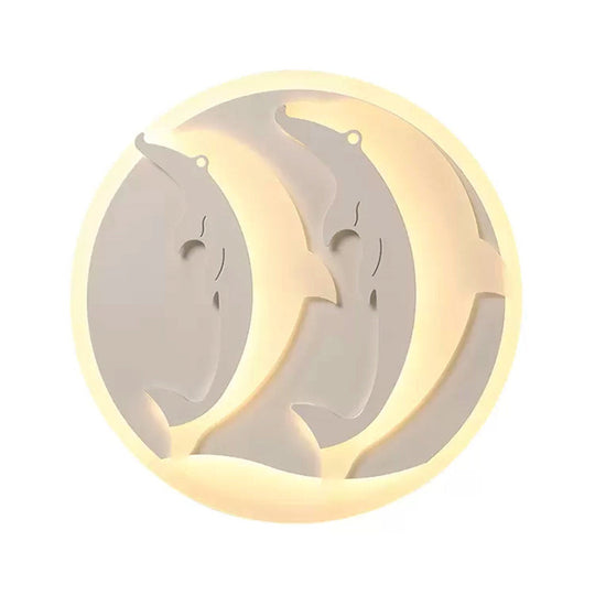 Kid’s Room Dolphin Led Flush Ceiling Light In White
