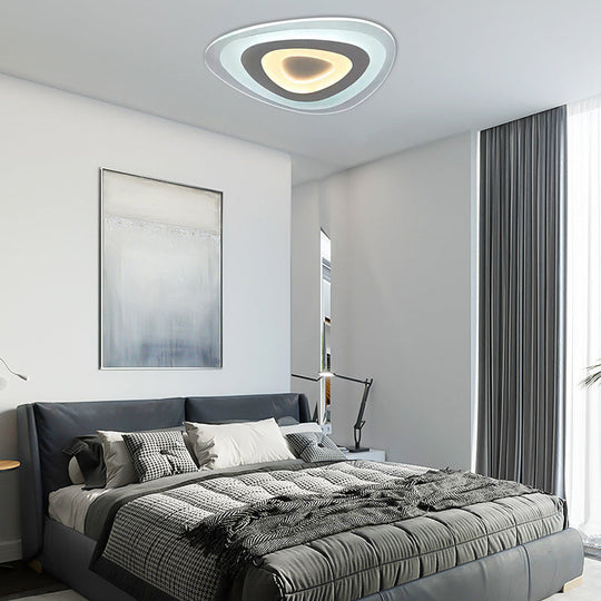 Modern White Acrylic Led Ceiling Mount Light - Triangle Design For Dining Room