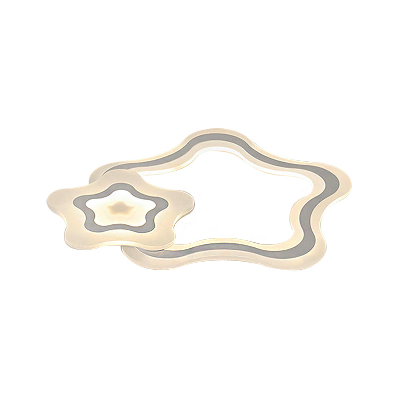 Contemporary Led Flush Ceiling Light: Slim Panel Lamp For Living Room In White Acrylic