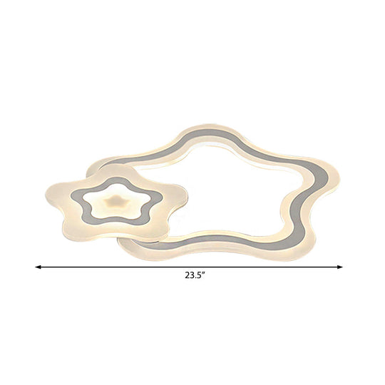 Contemporary Led Flush Ceiling Light: Slim Panel Lamp For Living Room In White Acrylic