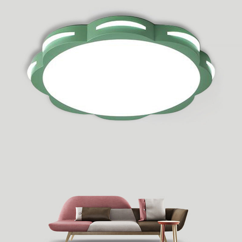 Flush Mount Macaron Led Ceiling Light With Acrylic Floral Shade - Ideal For Girls’ Bedroom