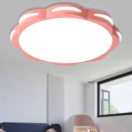 Flush Mount Macaron Led Ceiling Light With Acrylic Floral Shade - Ideal For Girls’ Bedroom