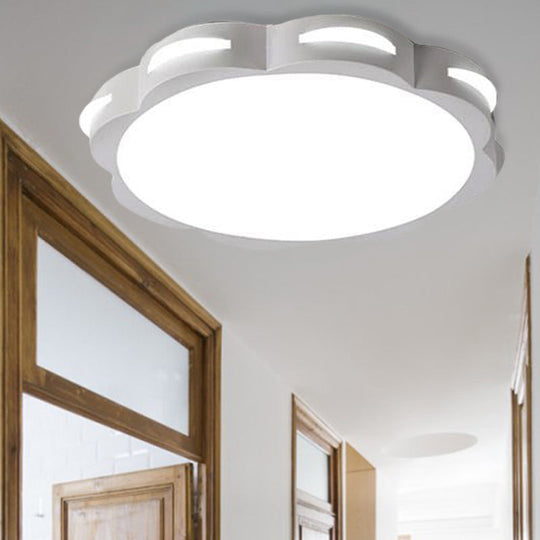 Flush Mount Macaron Led Ceiling Light With Acrylic Floral Shade - Ideal For Girls Bedroom
