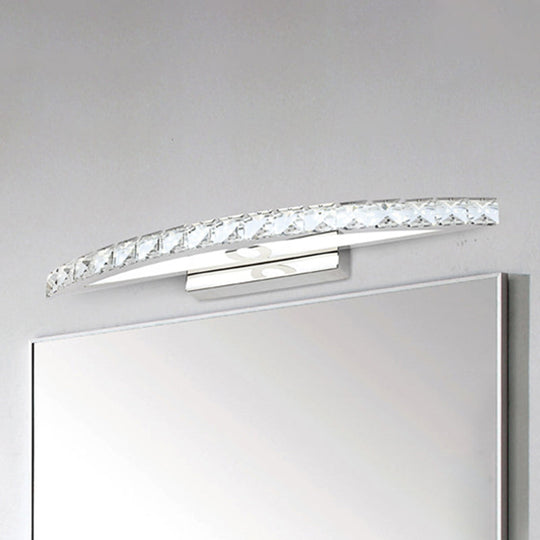 Contemporary Crystal Silver Wall Sconce Light - Bow Shaped Vanity Lighting For Bathroom Warm/White