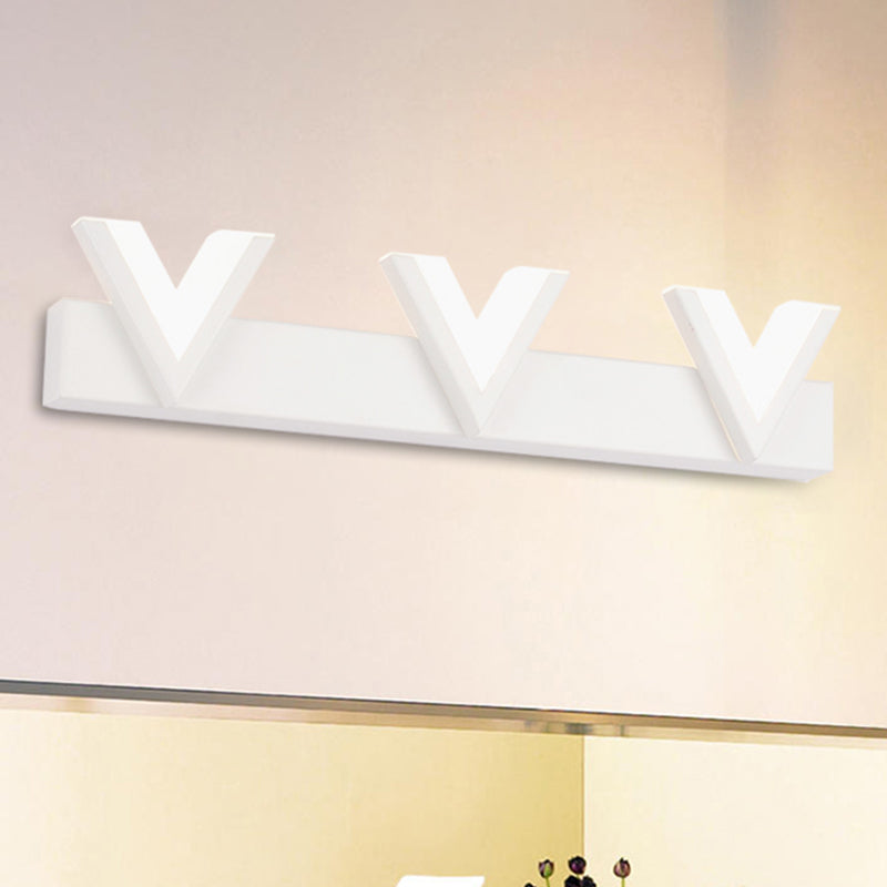 Modern V-Shaped Led Vanity Light: Acrylic Bathroom Mirror Lamp (2/3-Light Warm/White) 3 / White Warm