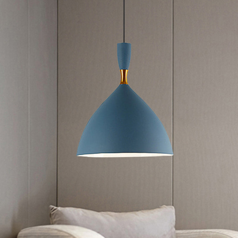 Macaron Loft One-Head Suspended Light For Restaurant Cloth Shop With Funnel Pendant In Aluminum