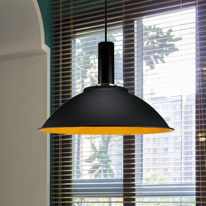 Contemporary Aluminum Hanging Light - Wide Bowl Pendant (11’/14’) Ideal For Gallery Or Factory