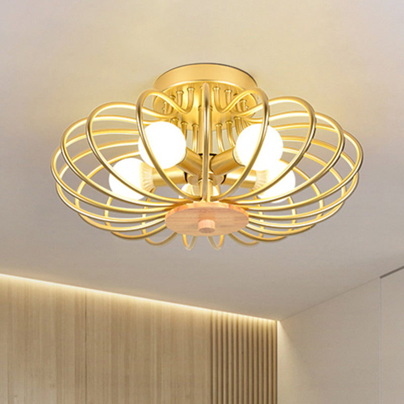 Contemporary Melon Flush Mount Light In Gold - Perfect For Corridors 5 /