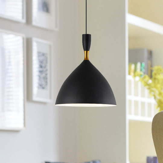Contemporary 6.5/10 Inch Aluminum Funnel-Shaped Suspension Light For Study Room Or Cafe - Wide