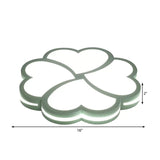 Nordic Heart Petal Acrylic Green Led Flush Mount Light For Foyer And Bedroom