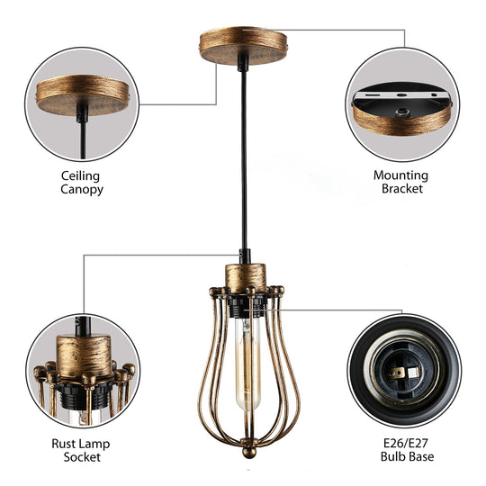 Industrial Metal Pendant Light With Teardrop Shade - Brass/White/Black