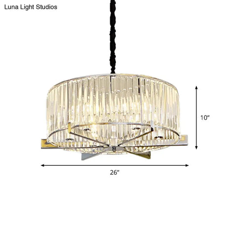 5/6-Head Modern Drum Crystal Chandelier: Stylish Ceiling Light For Table