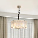 5/6-Head Modern Drum Crystal Chandelier: Stylish Ceiling Light For Table 5 / Clear