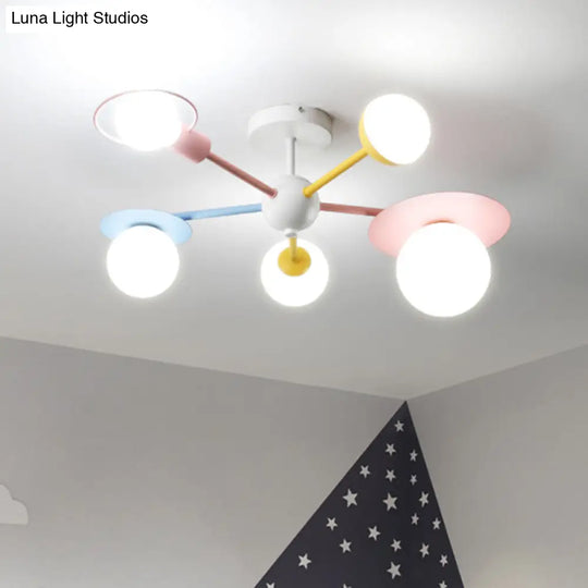 5 - Light Macaroon Ceiling Light With Semi - Flush Mount - Perfect For Kindergarten Hallway And