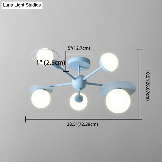 5 - Light Macaroon Ceiling Light With Semi - Flush Mount - Perfect For Kindergarten Hallway And