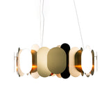 Oval Panel Metal Led Pendant Ceiling Light In Brass With White & Warm - Modernist Living Room