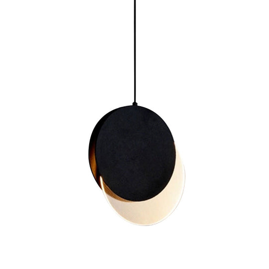 Sleek Metallic Led Bedroom Pendant Lamp With Stylish New-Moon Design | Circle Suspended Lighting