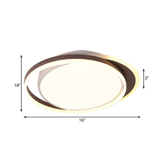 Brown Orbit Led Flush Mount Ceiling Light For Living Room - Simple 16’/19.5’ Wide Warm/White