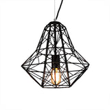 Cage Pendant Diamond Light - Industrial 1 Head Metallic Lamp In Black/White For Dining Room (16/19.5