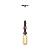 Metal Led Ceiling Light Antique Pipe Design With Coffee House Hanging Lamp Kit In Black - 1 Head 3/4