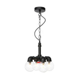 Praecipua - Black Metallic Hanging Lighting Piping 3/4 Heads Vintage Led Chandelier Pendant Lamp