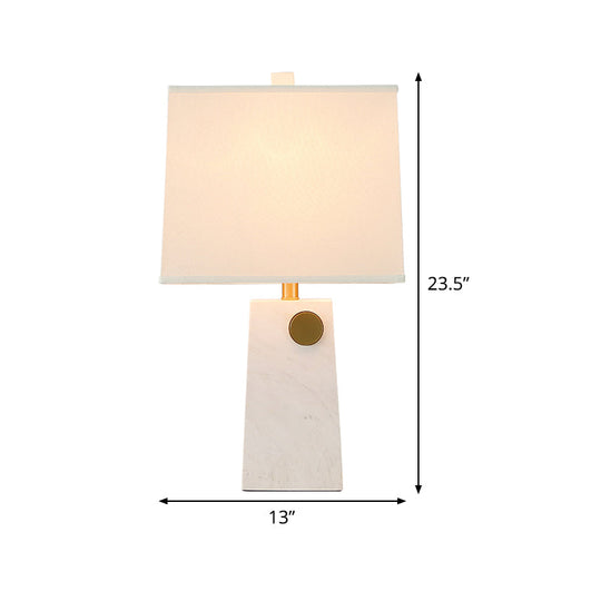 Modern White Pagoda Reading Light With Fabric Shade - 1 Bulb Task Lighting