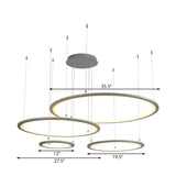 Modern White/Grey Circular Chandelier - 3/4 Lights Acrylic Led Pendant Lamp In White/Warm Light