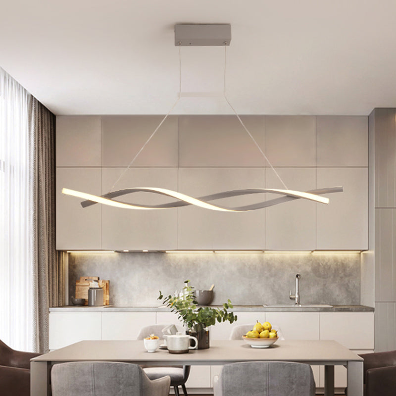 Modern Acrylic Wave Chandelier Led Pendant Lamp In White/Warm/Natural Light - 31.5’/39’/47’ Wide