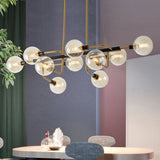 Contemporary Starburst 10-Light Chandelier With Amber/Smoke Gray/Cream Glass