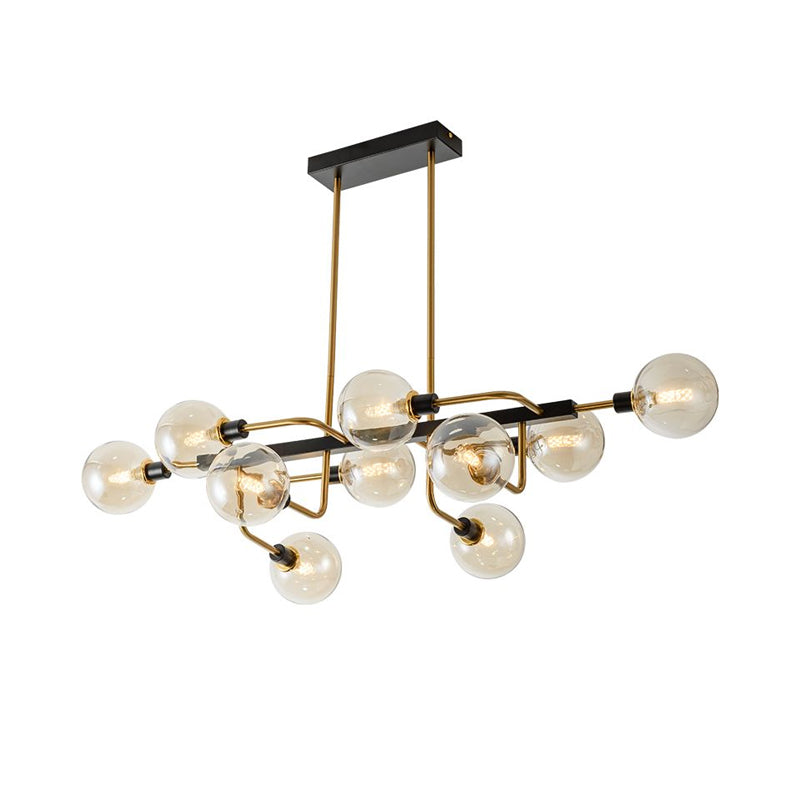Contemporary Starburst Chandelier: 10-Light Amber/Smoke Gray/Cream Glass Hanging Lamp