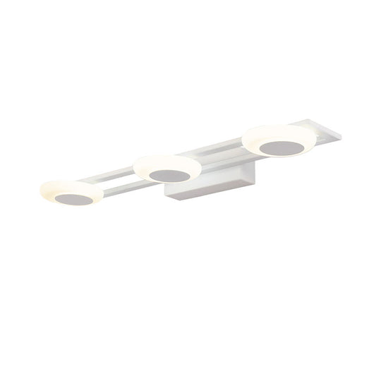 Contemporary Led Vanity Sconce: White Round Acrylic Wall Mounted Light 3 Lights