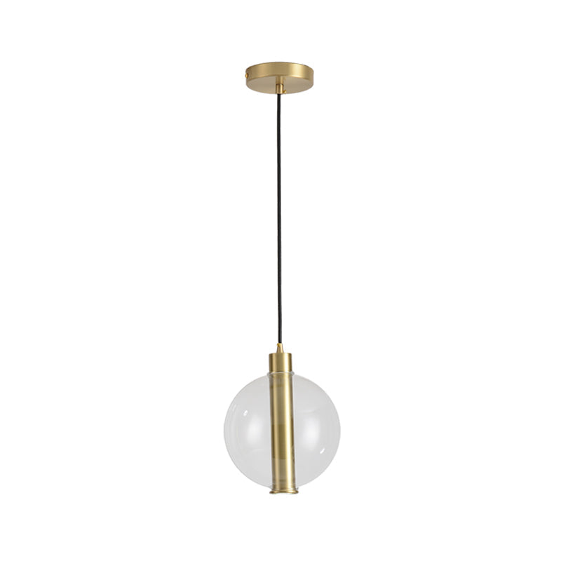Gold Minimalist Hanging Lamp: 1-Light Bedroom Led Pendant With Clear Glass Ball Shade